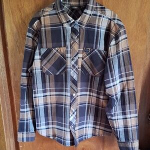 Harley-Davidson Men's Flannel Button-Down Shirt in Brown and Black